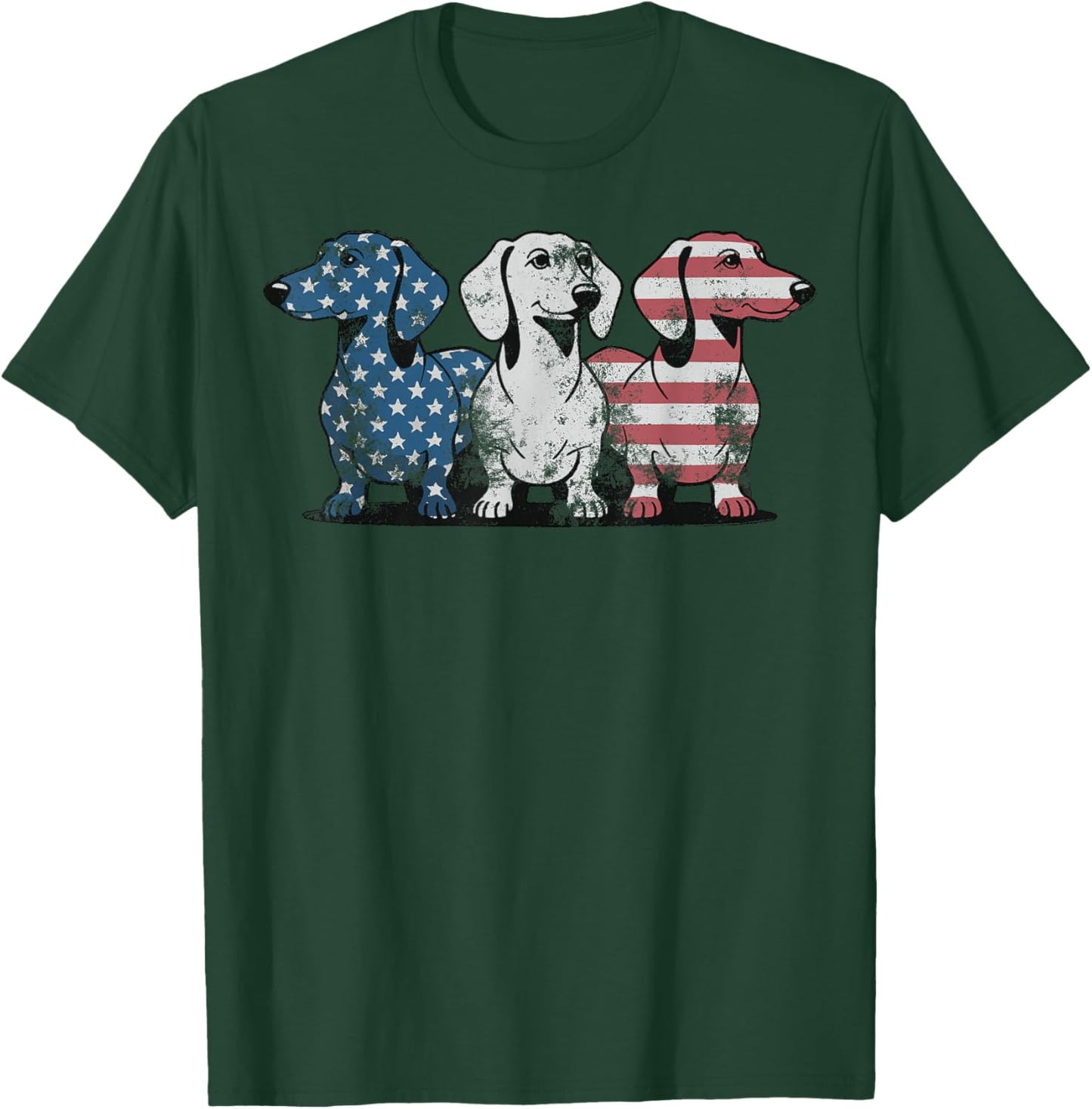 Patriotic Dachshund Dog USA Flag Sunglasses 4th of July T-Shirt - T-Shirt | Forest
