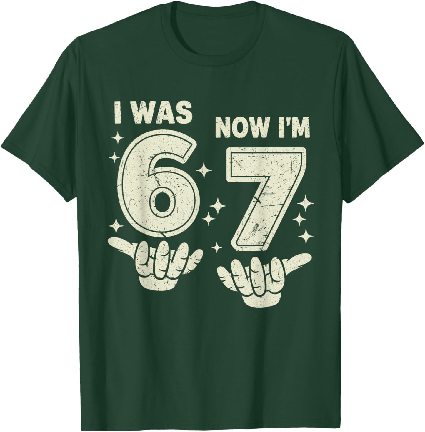 7th Birthday I was 6 Now Im 7 Six Seven 6 7 Meme Kids Boys T-Shirt - T-Shirt | Forest