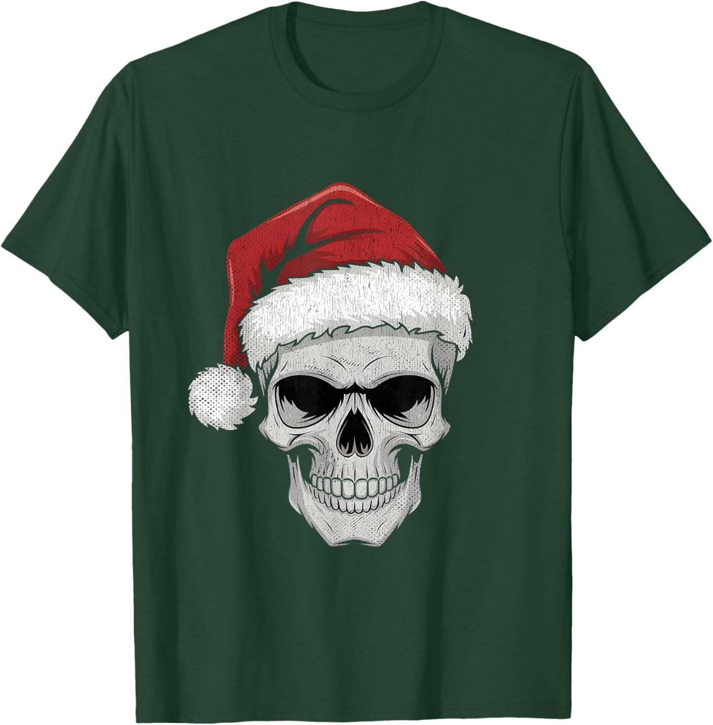 Santa Hat Skull Heavy Metal Goth Sarcastic Rock Christmas T-Shirt - T-Shirt | Forest