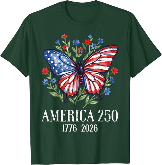America US Flag 250 1776 2026 250th Anniversary 4th of July T-Shirt - T-Shirt | Forest