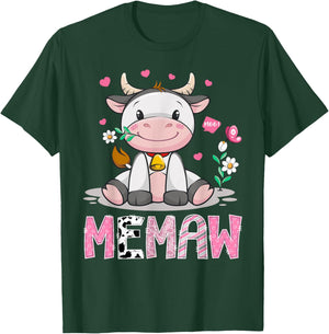 Memaw Cute Cow Moo Farmer Birthday Family Matching T-Shirt - T-Shirt | Forest