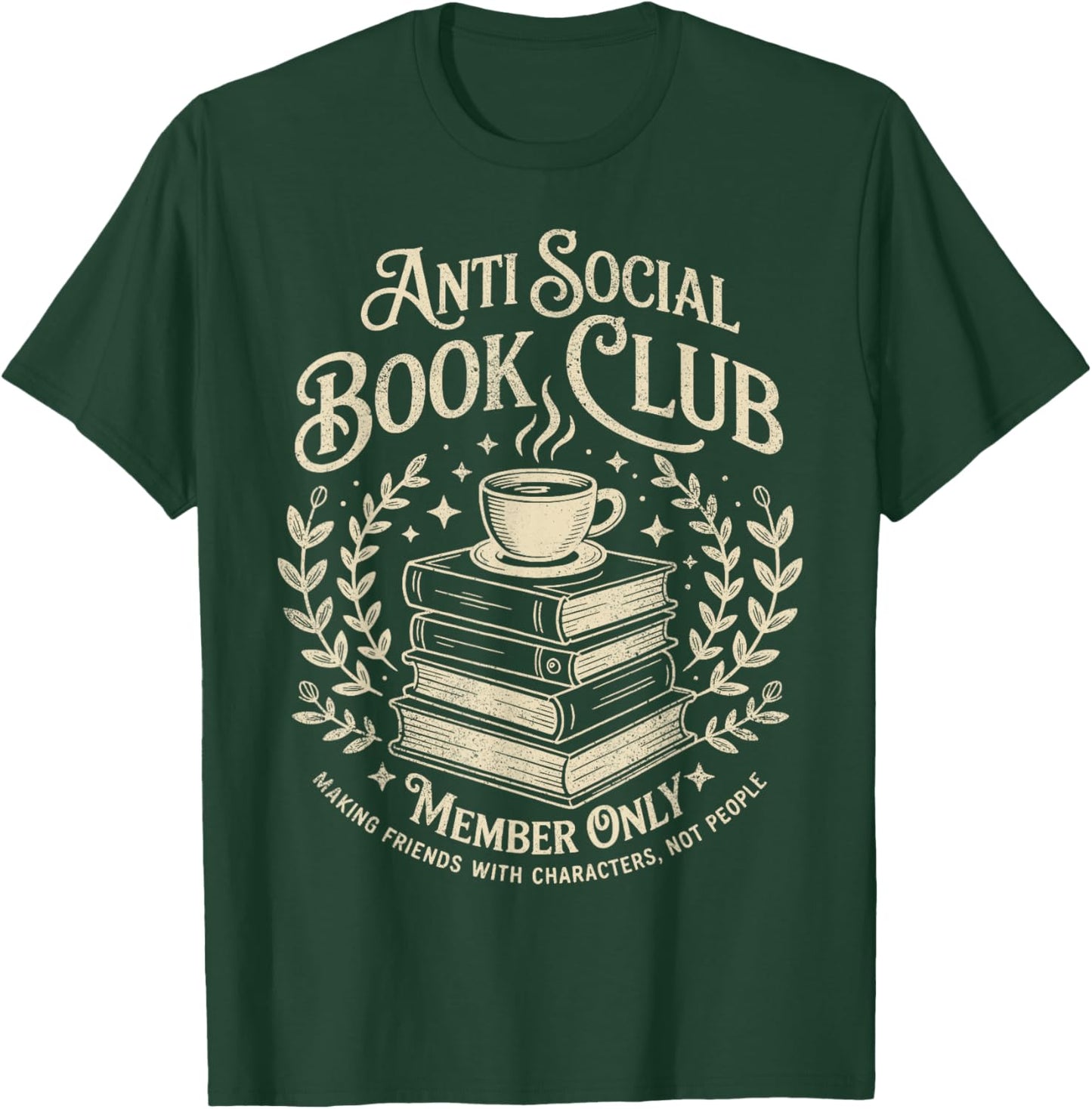Introvert Books Club Member Coffee Book Lovers Vintage T-Shirt - T-Shirt | Forest