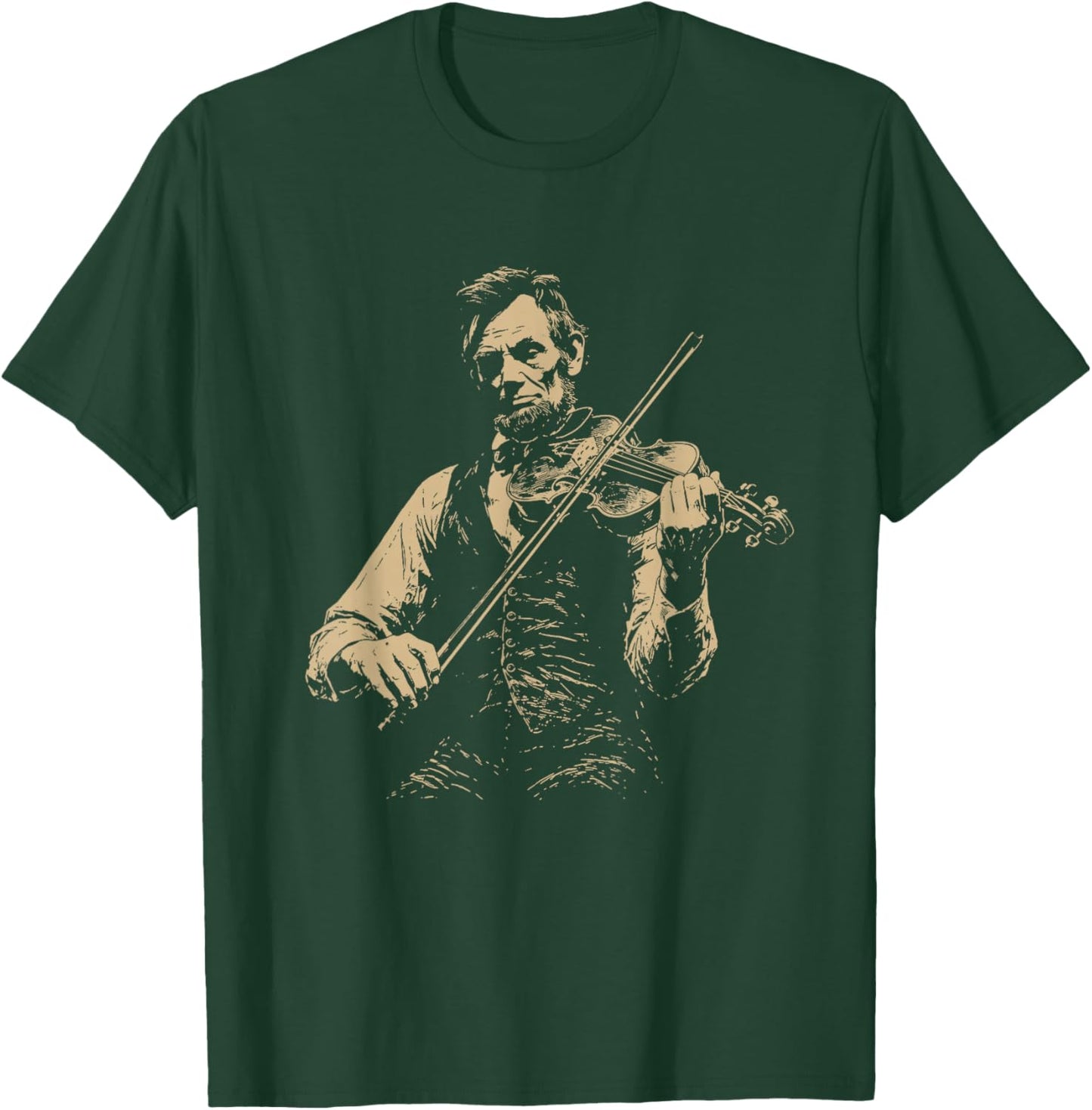 Abraham Lincoln Playing Violin Vintage Sketch Art T-Shirt - T-Shirt | Forest