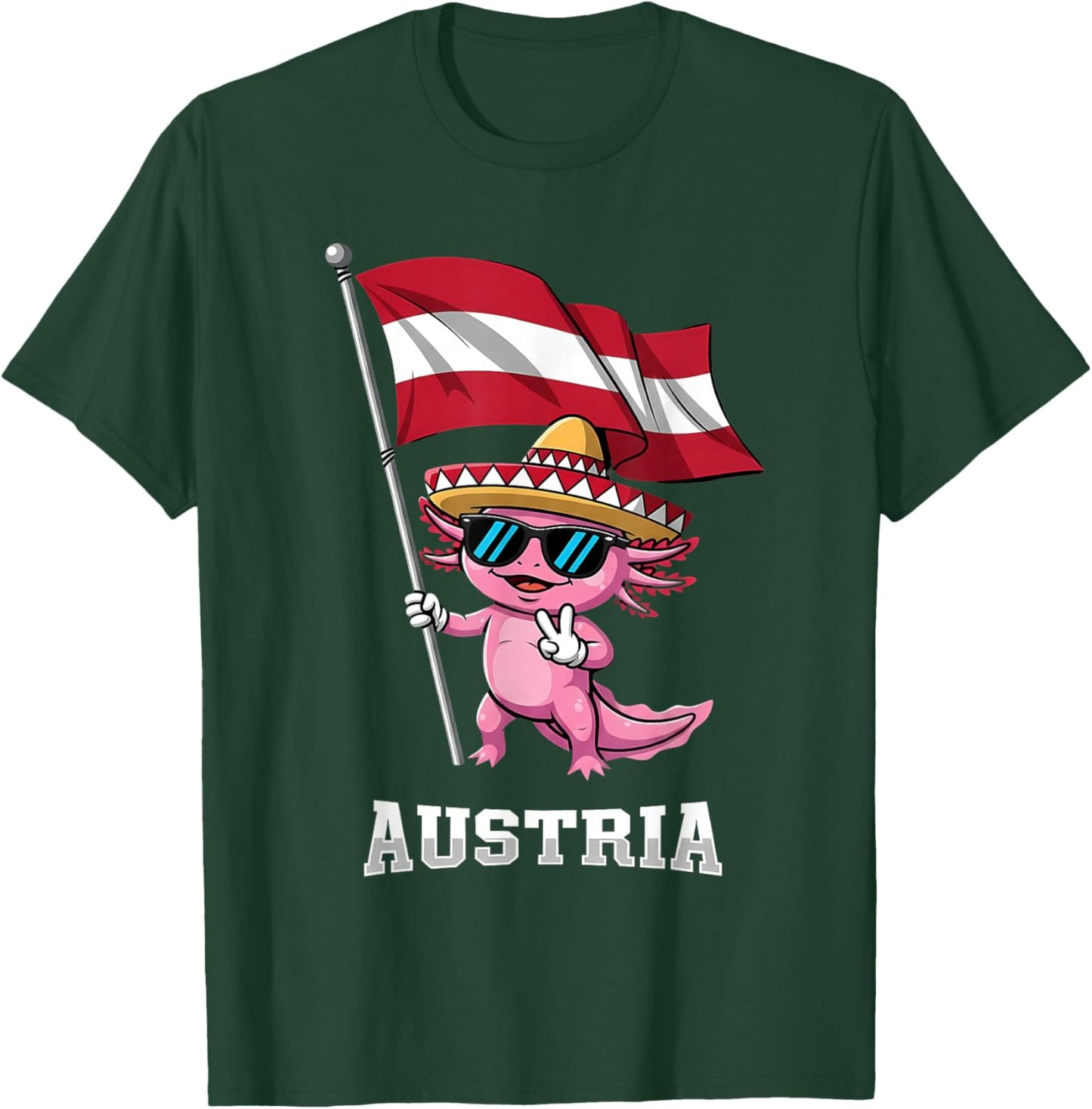 Austria Roots Axolotl Austrian Flag T-Shirt - T-Shirt | Forest