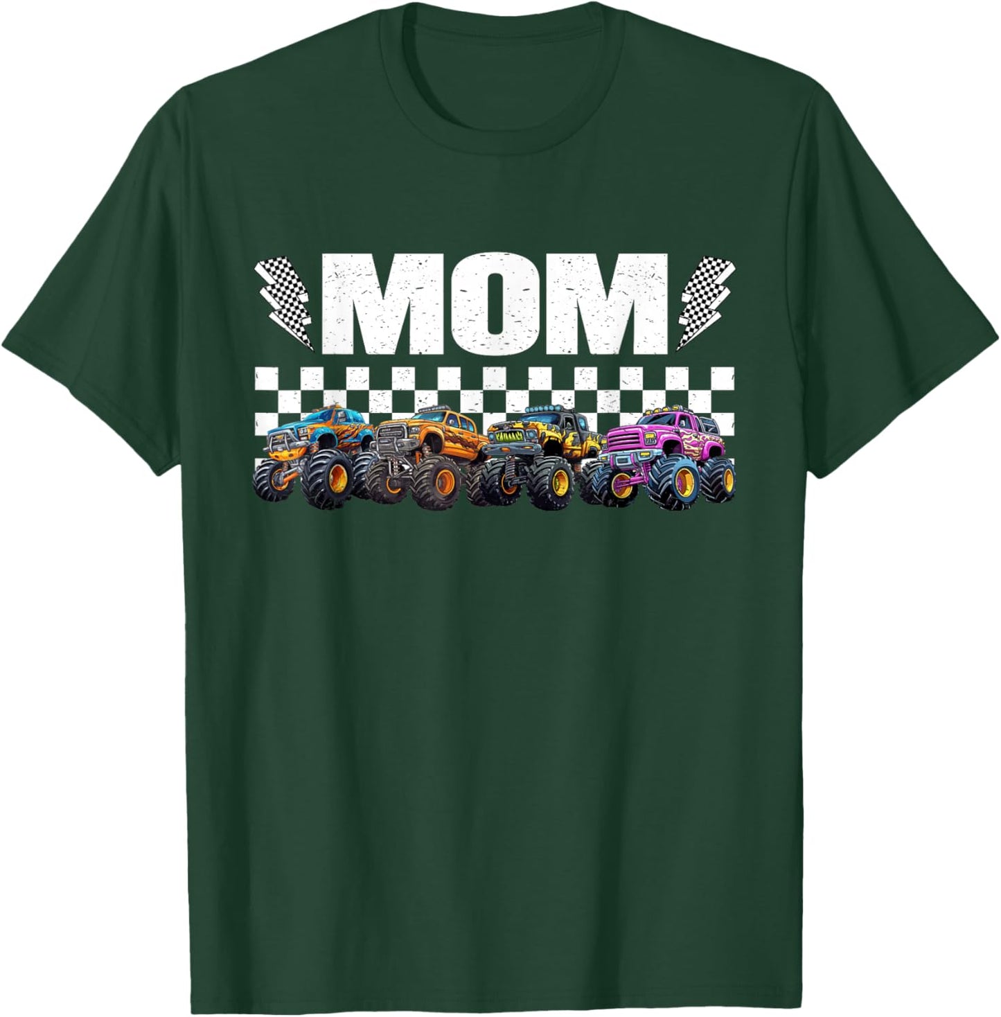 Mom Retro Monster Truck Family Crew Birthday Matching T-Shirt - T-Shirt | Forest