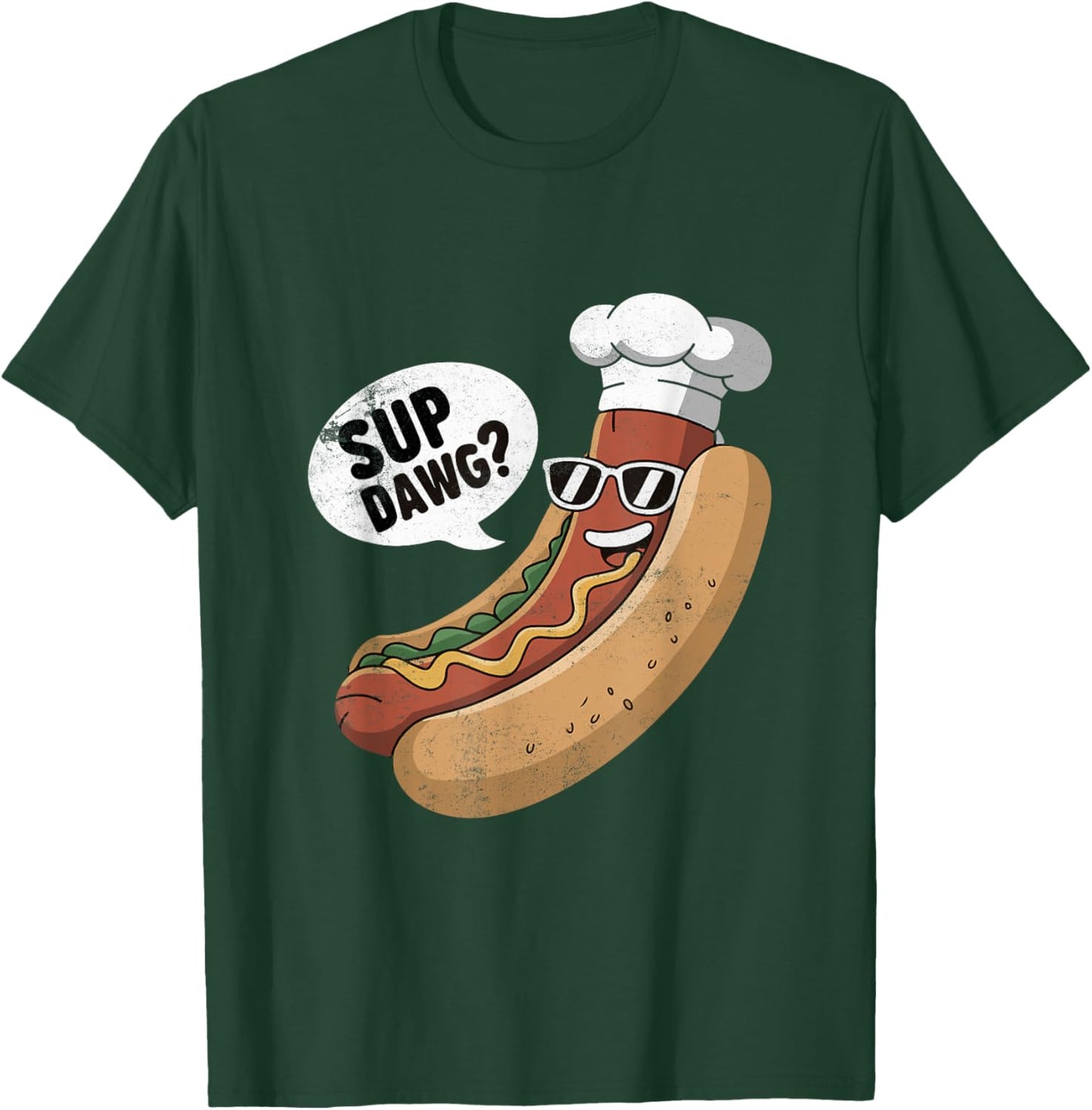 Sup Dawg Funny Hotdog Vintage Graphic T-Shirt - T-Shirt | Forest