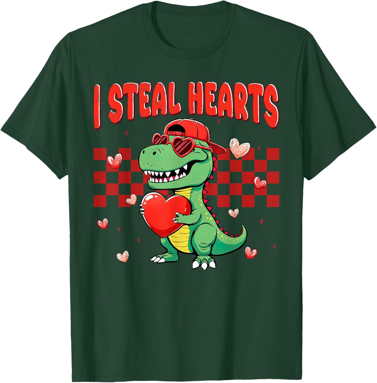 I Steal Hearts T Rex Dino Valentines Day T-Shirt - T-Shirt | Forest