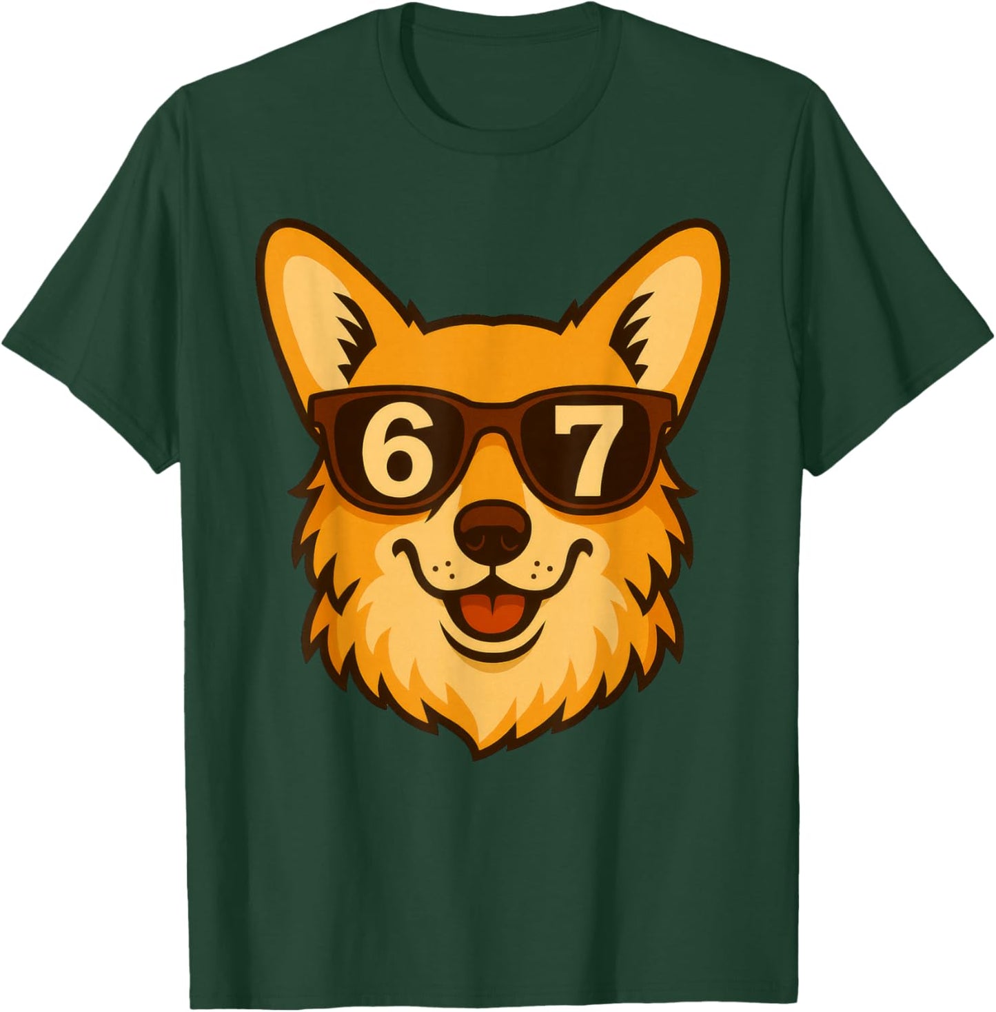 Funny Corgi Dog Sunglasses 67 Six Seven Meme T-Shirt - T-Shirt | Forest