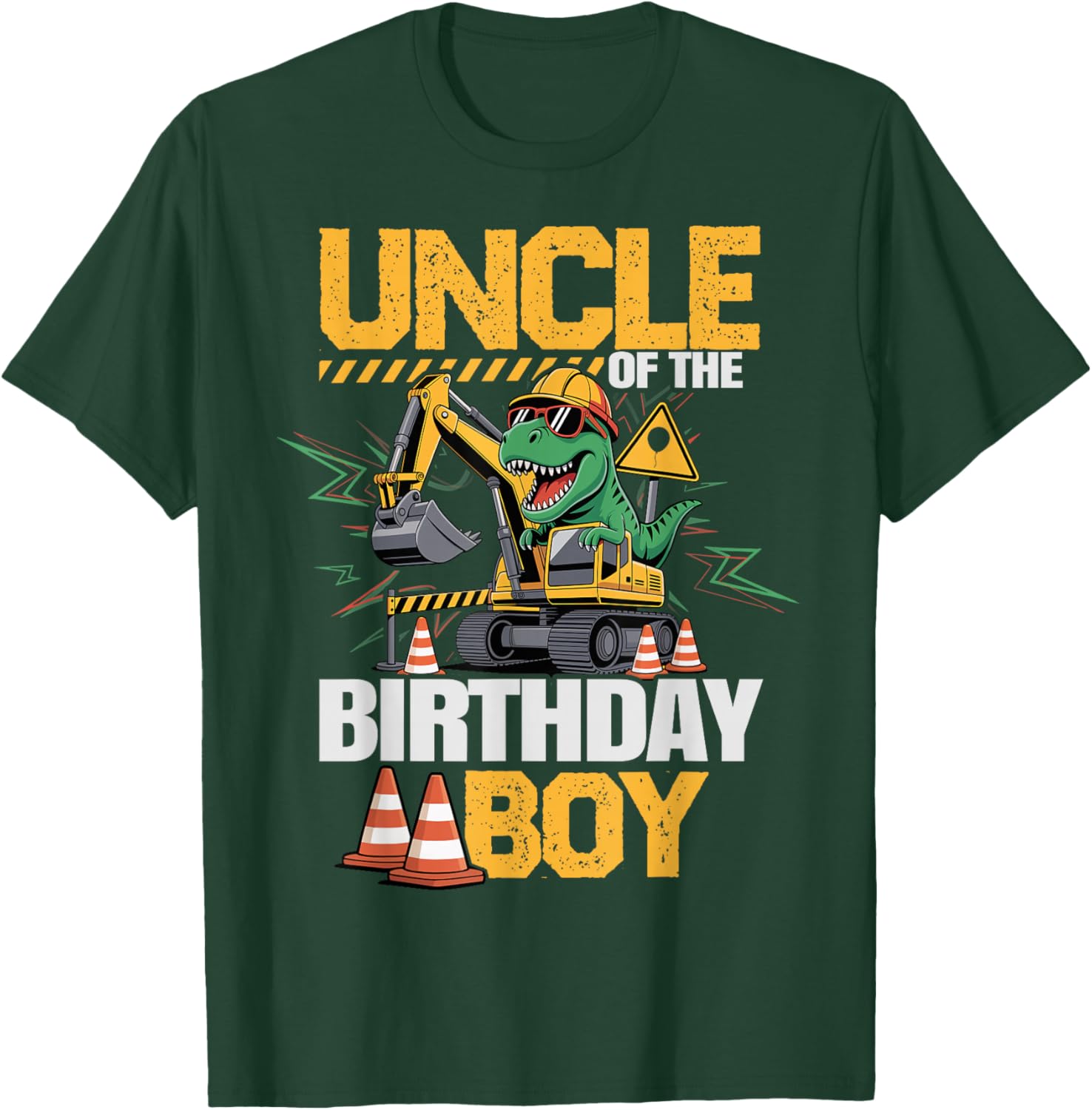 Uncle of The Birthday Party Crew Excavator T-Rex Uncle T-Shirt - T-Shirt | Forest