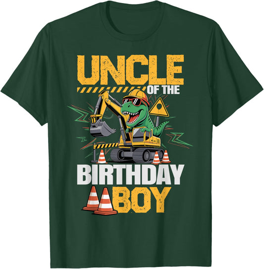 Uncle of The Birthday Party Crew Excavator T-Rex Uncle T-Shirt - T-Shirt | Forest