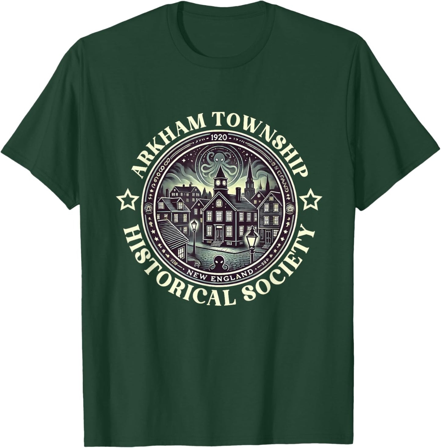 Arkham Miskatonic Lovecraft Cthulhu Necronomicon T-Shirt - T-Shirt | Forest