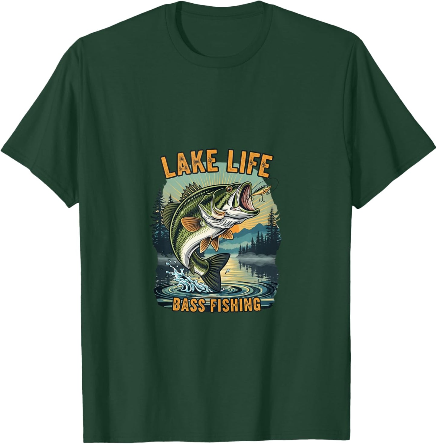 Lake Life Bass Fishing T-Shirt - T-Shirt | Forest