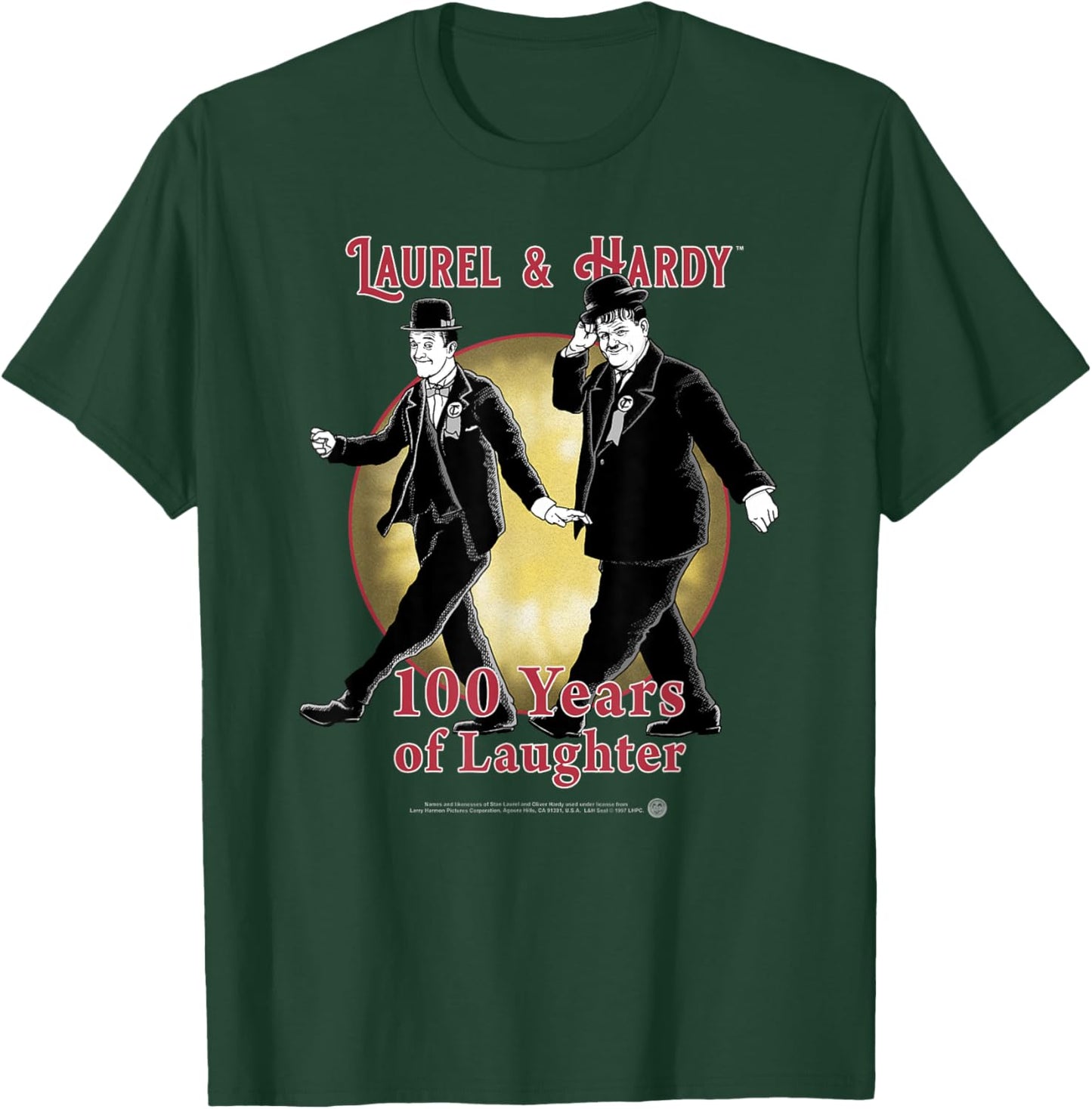 Laurel & Hardy 100 Years of Laughter Classic Comedy T-Shirt - T-Shirt | Forest