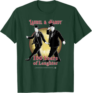 Laurel & Hardy 100 Years of Laughter Classic Comedy T-Shirt - T-Shirt | Forest