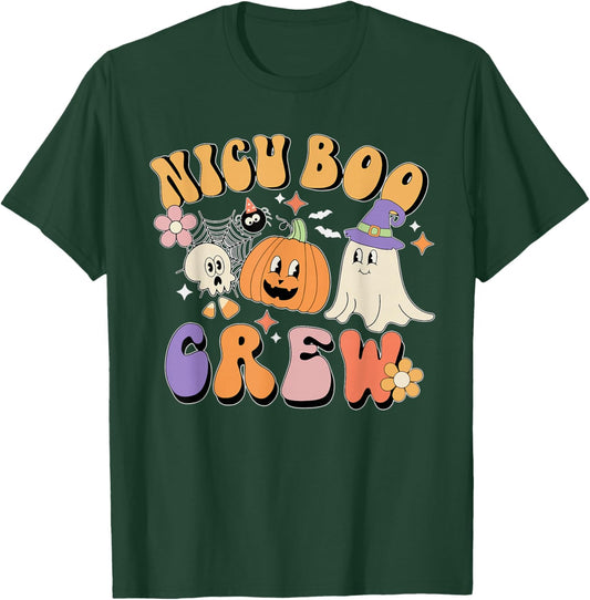 NICU Boo Crew Halloween Ghost Pumpkin T-Shirt - T-Shirt | Forest