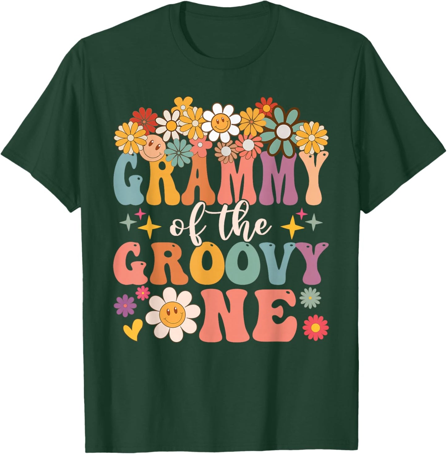 Retro Grammy of Groovy One Matching Family 1st Birthday T-Shirt - T-Shirt | Forest