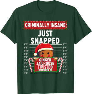 Criminally Insane Ginger Jailhouse Christmas Gingerbread T-Shirt - T-Shirt | Forest