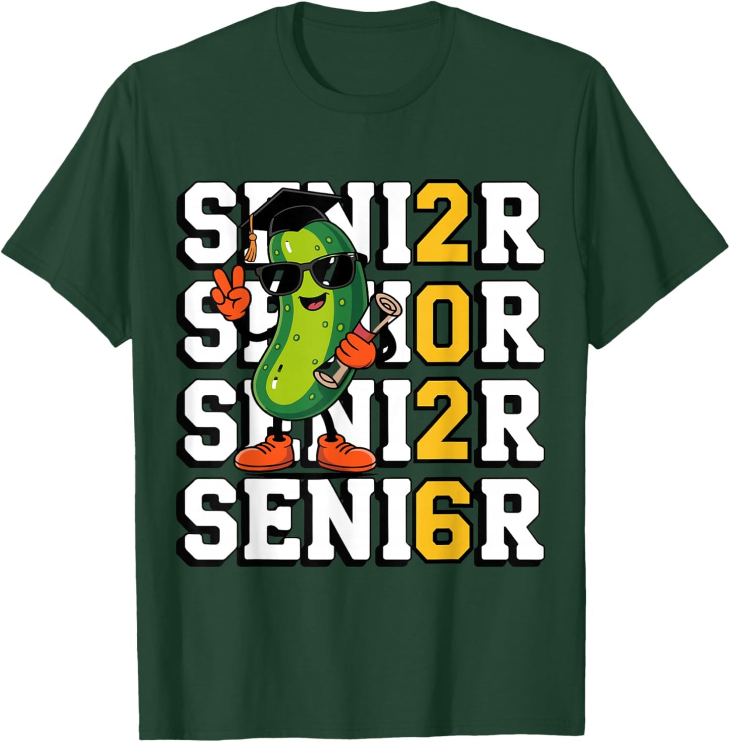 Funny Pickle Senior 2026 Graduation Cartoon Design T-Shirt - T-Shirt | Forest