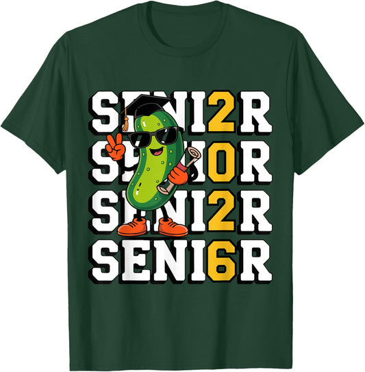 Funny Pickle Senior 2026 Graduation Cartoon Design T-Shirt - T-Shirt | Forest