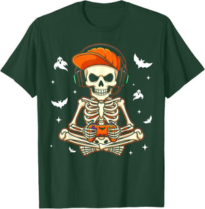 Funny Gaming Hallowen Skeleton Gamer Video Kids Boys T-Shirt - T-Shirt | Forest