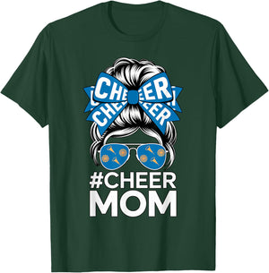 Cheer Mom Sports Fan Bow Sunglasses Cheerleading Support T-Shirt - T-Shirt | Forest