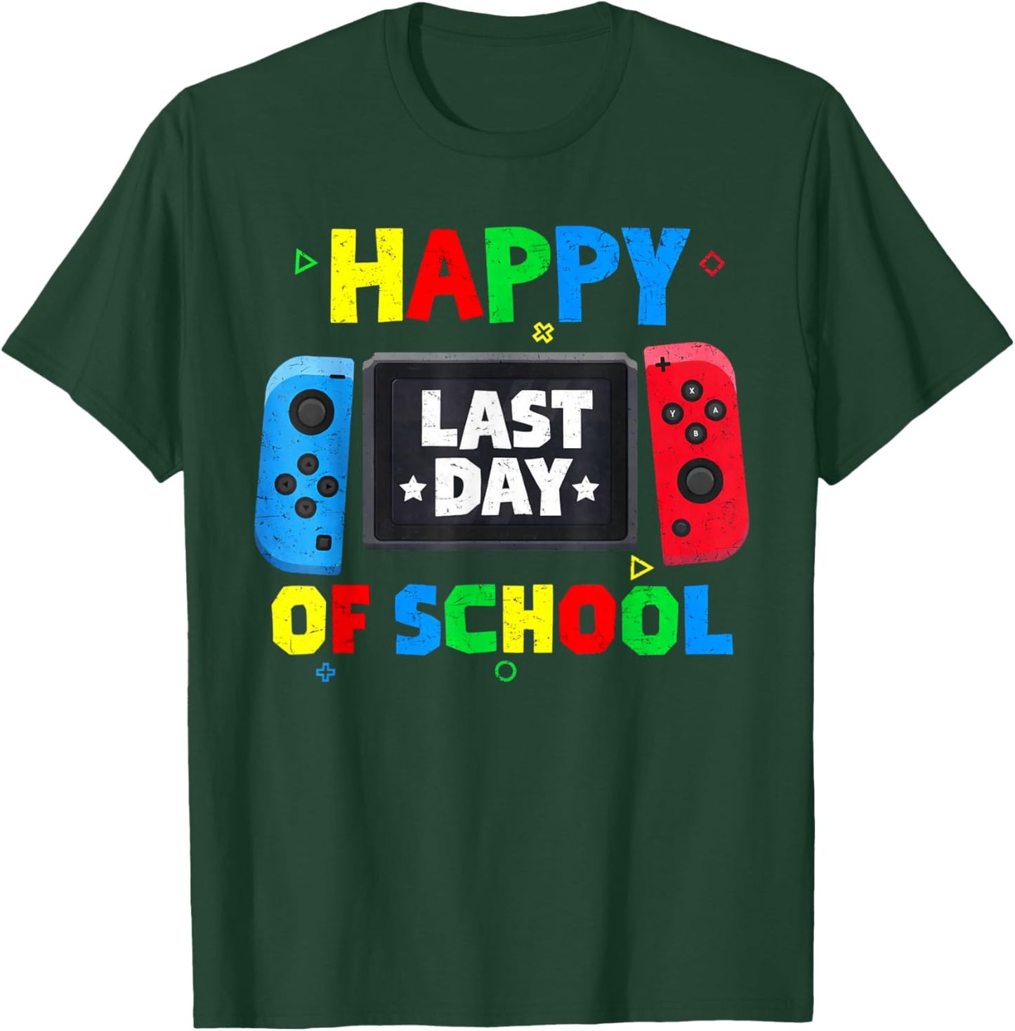 Happy Last Day of School Funny Game Controller Gamer Boys T-Shirt - T-Shirt | Forest