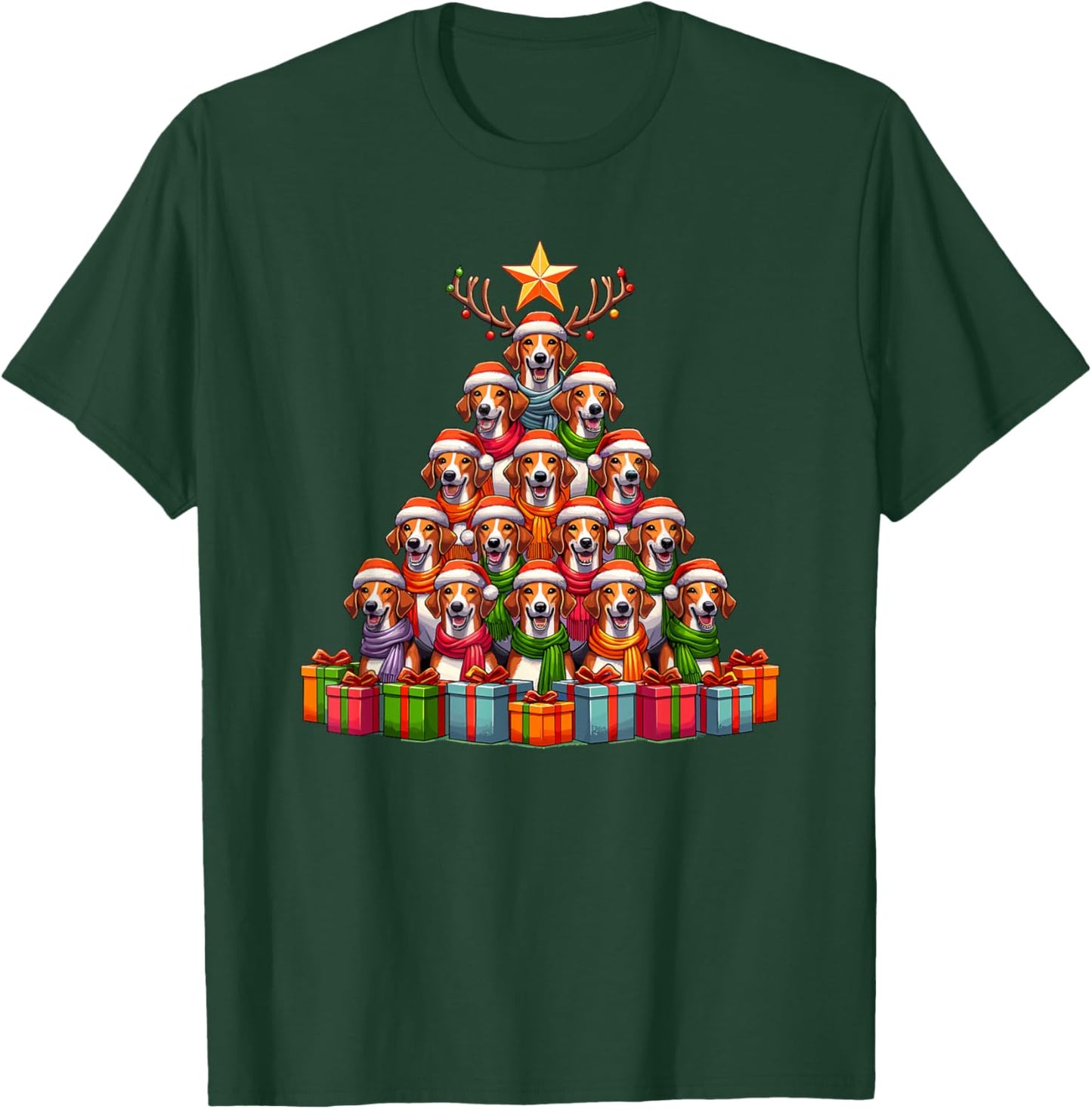 Christmas Tree American Foxhound Foxhounds T-Shirt - T-Shirt | Forest