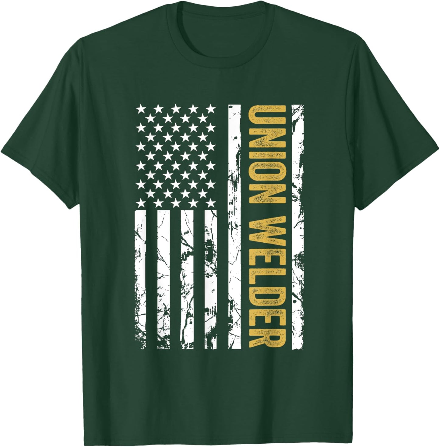 Union Welder USA American Flag Pro Union Workers Rights T-Shirt - T-Shirt | Forest
