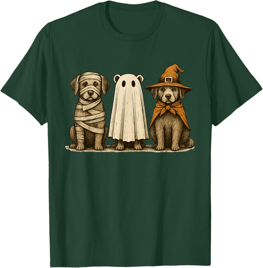 Cute Halloween Dogs Ghost Witch Mummy Funny Costume T-Shirt - T-Shirt | Forest