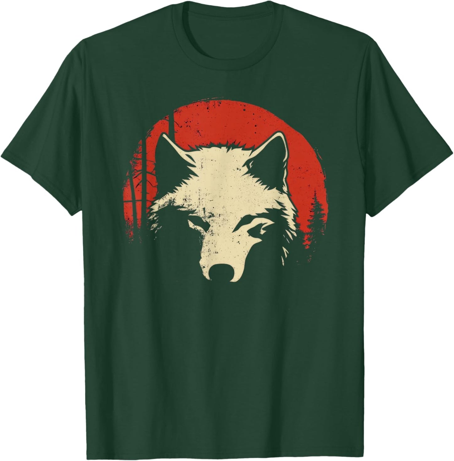 Wolf Red Moon Wildlife Animal Wolf Japanese T-Shirt - T-Shirt | Forest