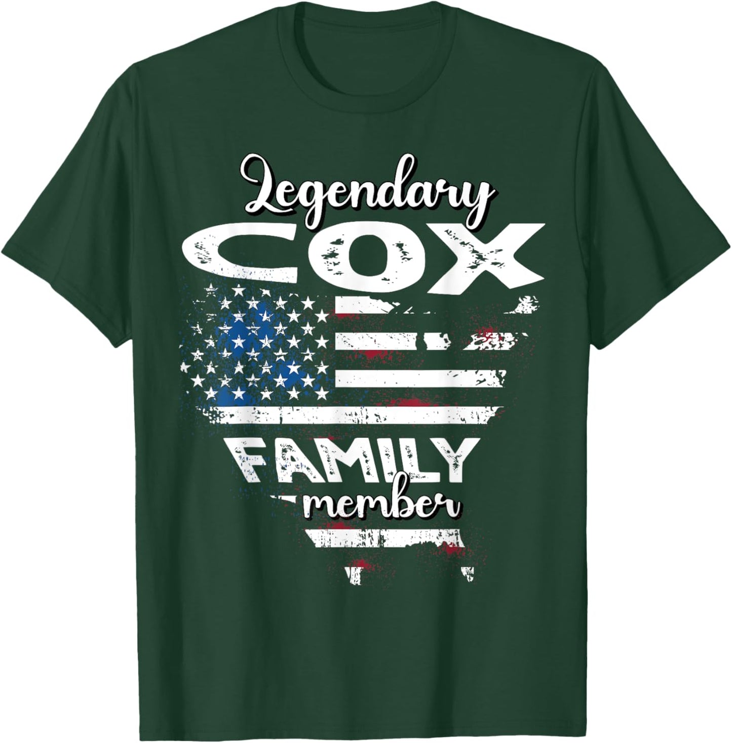 Surname Cox US Flag Cox Last Name Cox T-Shirt - T-Shirt | Forest