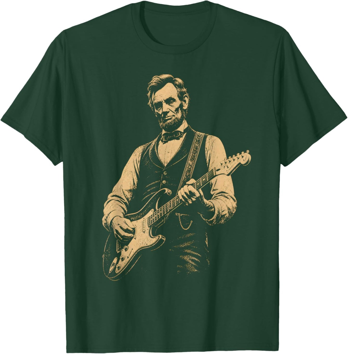 Abraham Lincoln Playing Guitar 4th July 250th Anniversary T-Shirt - T-Shirt | Forest