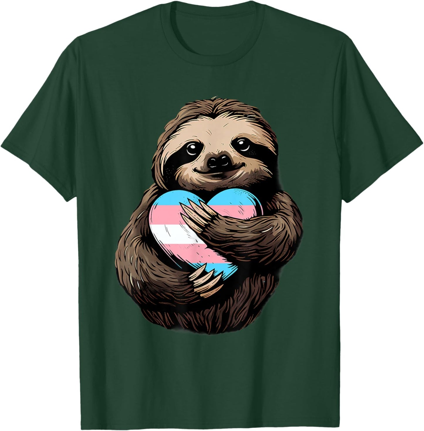 Transgender Sloth Heart Transsexuality LGBT Transsexual Flag T-Shirt - T-Shirt | Forest