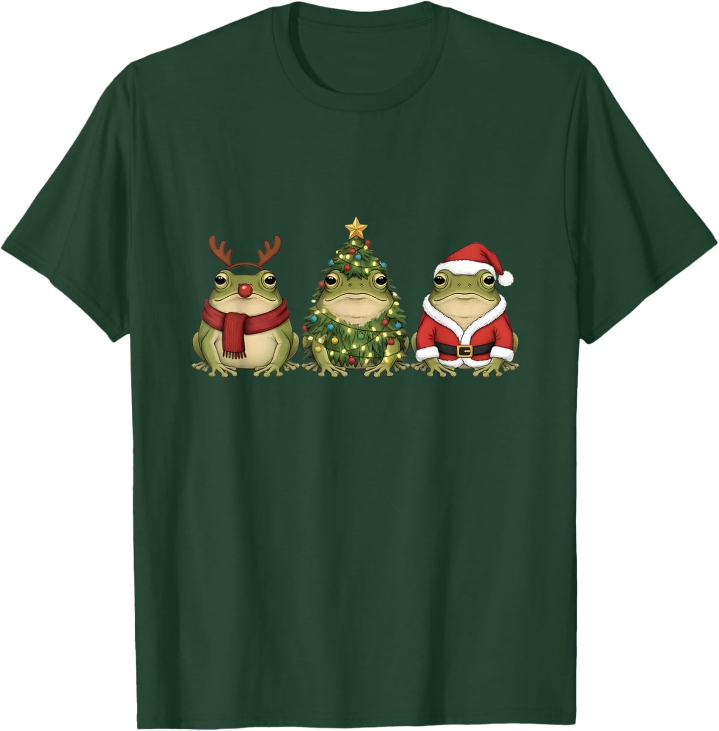 Santa Green Frog Christmas Tree Frog Lover Animal Pajama T-Shirt - T-Shirt | Forest