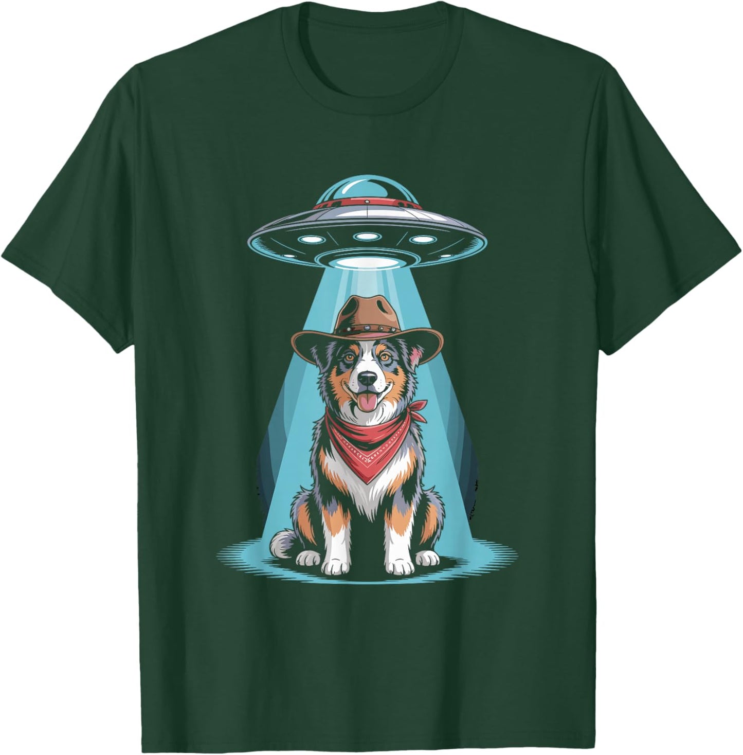 Cowboy Space Dog Desert UFO Art T-Shirt - T-Shirt | Forest