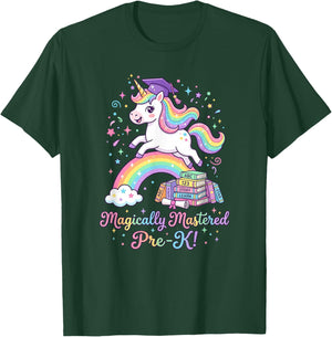 Pre-K Graduation Unicorn Rainbow Magically Mastered Pre-K T-Shirt - T-Shirt | Forest