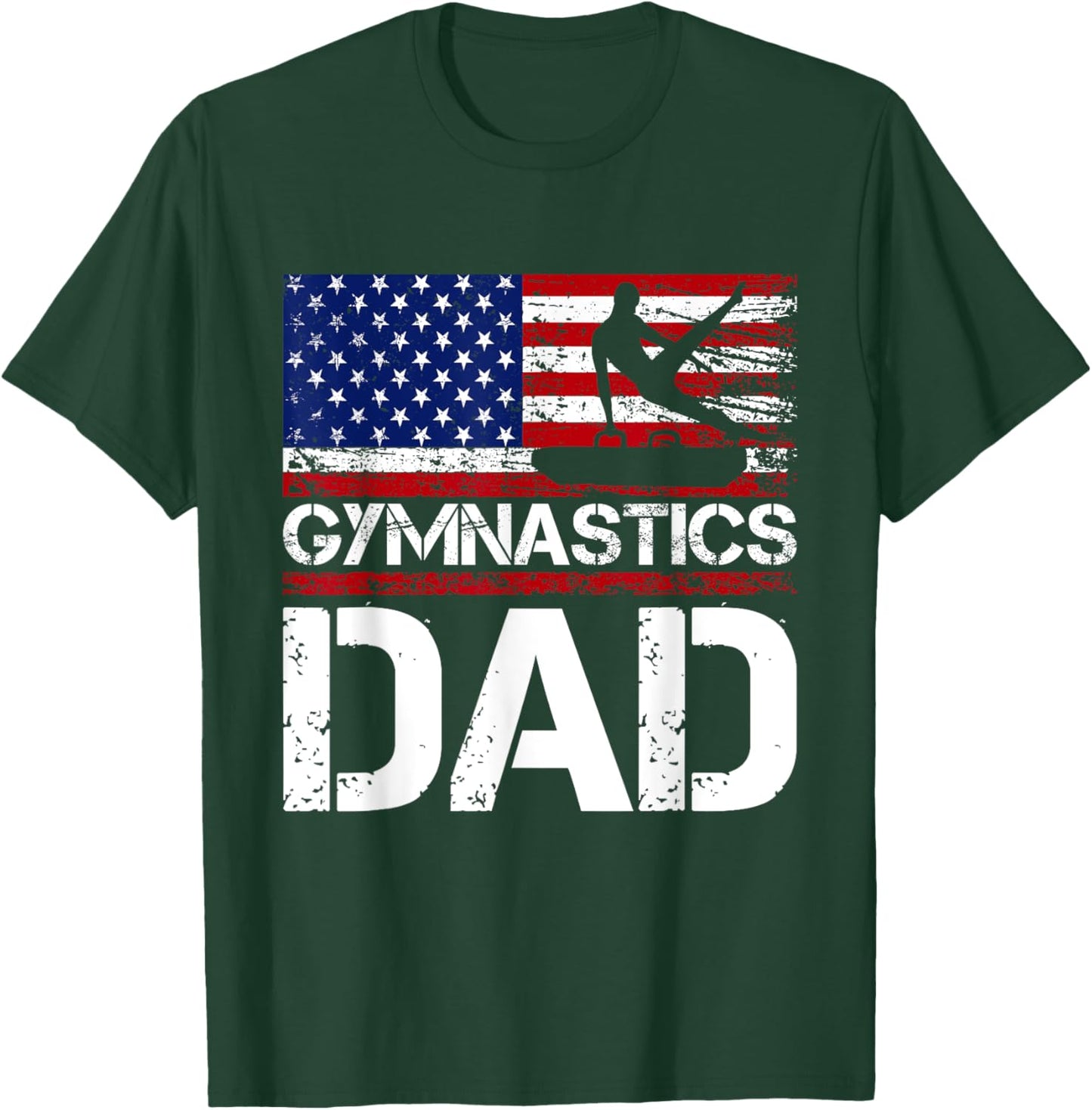 Vintage Gymnastics Dad American Flag USA father 4th of july Men T-Shirt - T-Shirt | Forest