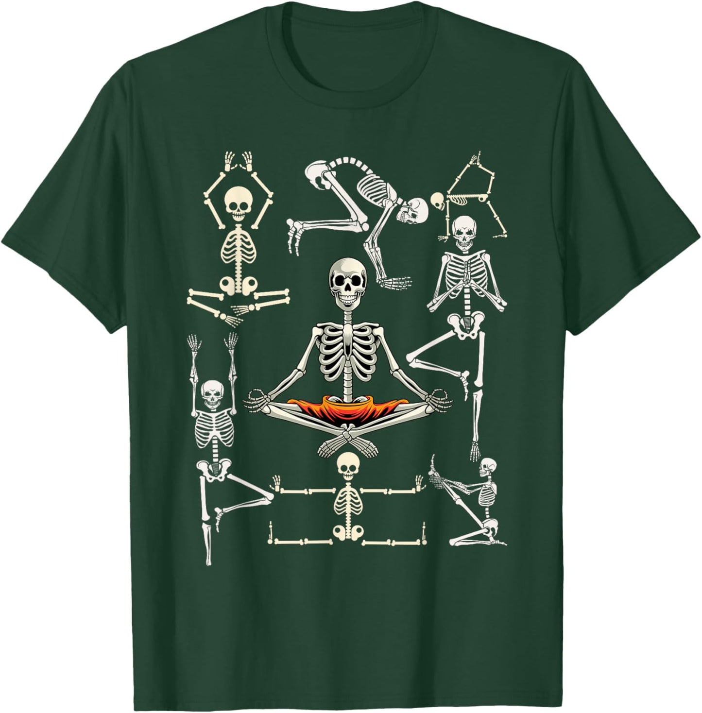 Yoga Skeletons Asana Namaste Funny Meditation Halloween Yogi T-Shirt - T-Shirt | Forest
