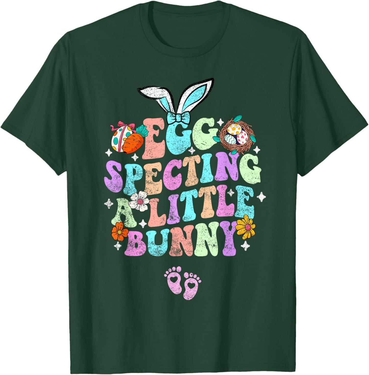 Egg Specting A Little Bunny Easter Pregnancy Announcement T-Shirt - T-Shirt | Forest