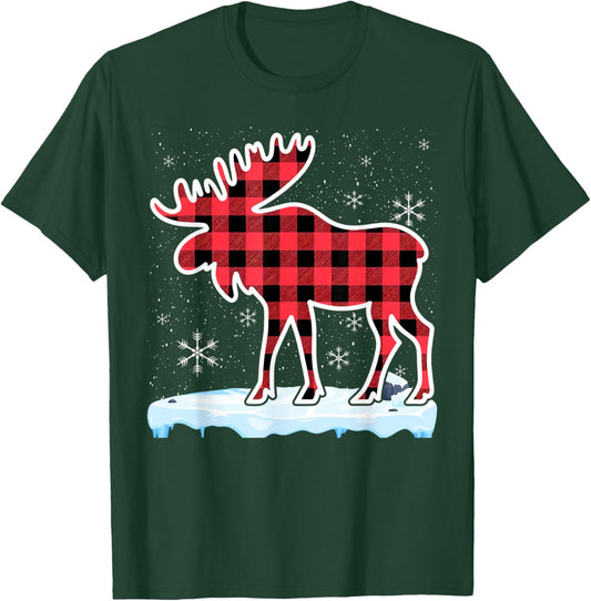 Moose Red Buffalo Plaid Matching Pajama Family T-Shirt - T-Shirt | Forest