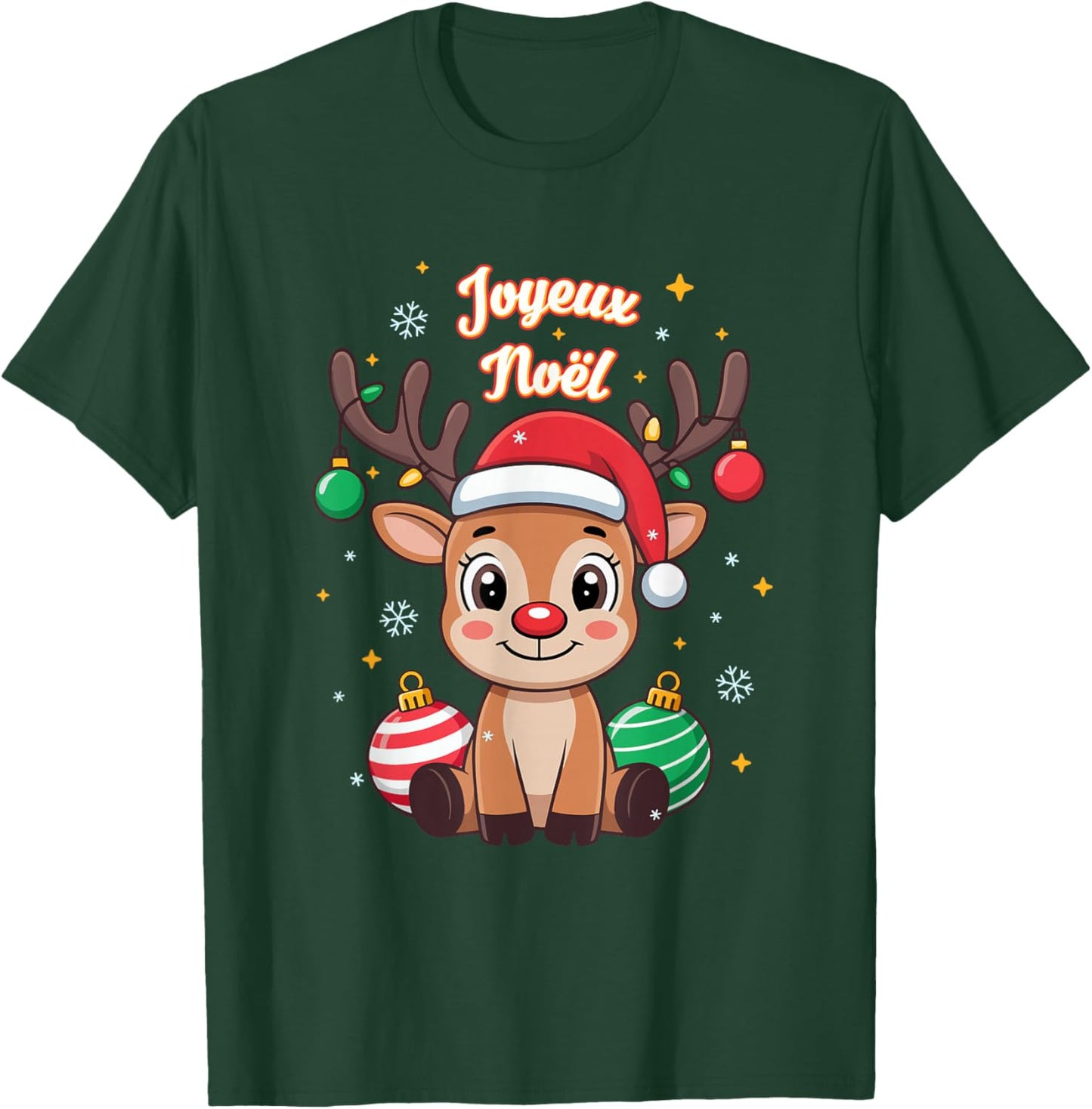Merry Christmas with An Adorable Little Reindeer T-Shirt - T-Shirt | Forest