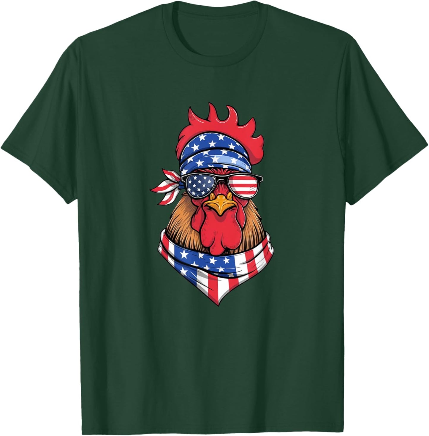 Red White Blue Chicken Farm Animal Patriotic 4th Of July T-Shirt - T-Shirt | Forest