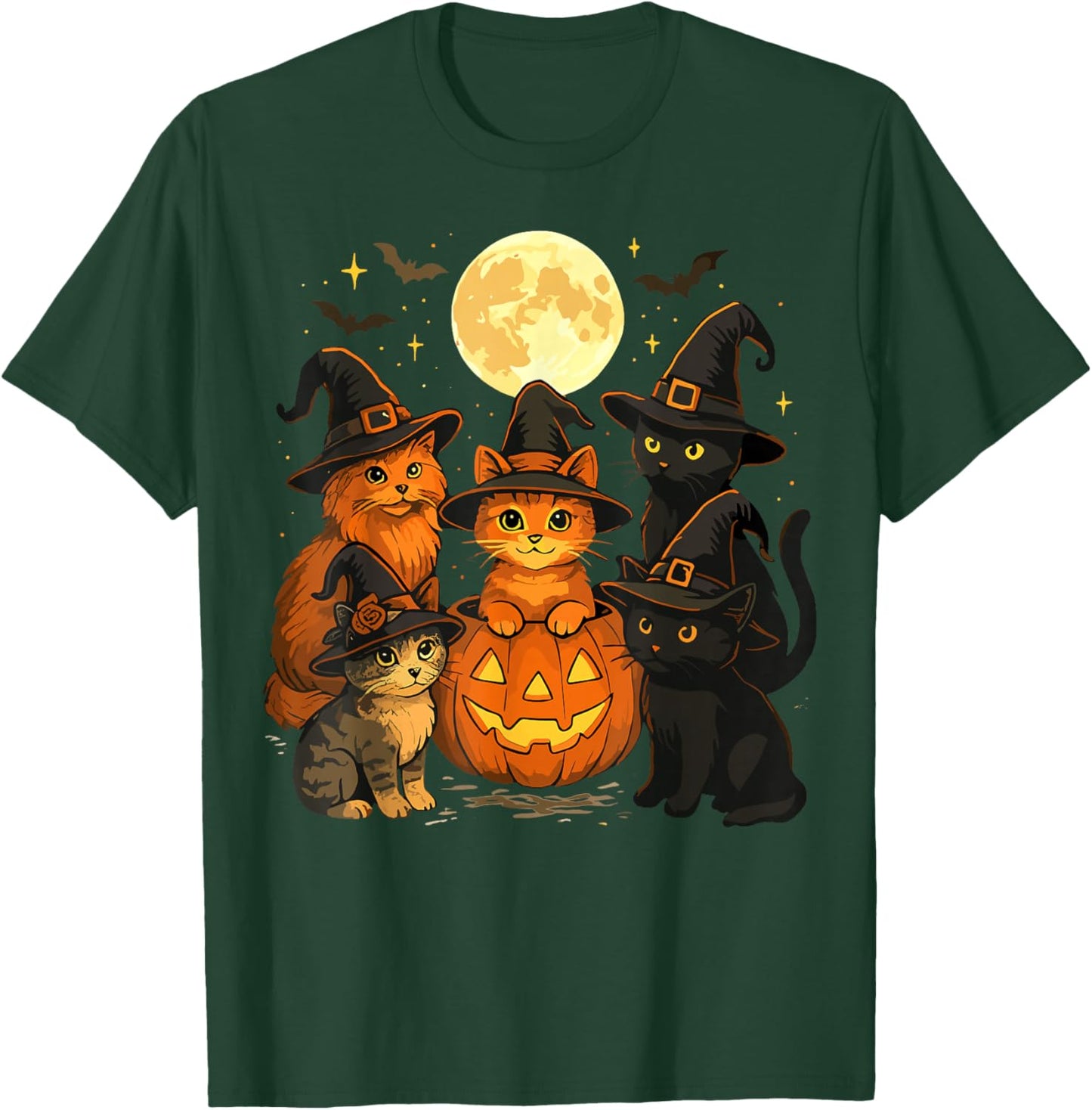 Halloween Cats Pumpkin Funny Cat T-Shirt - T-Shirt | Forest