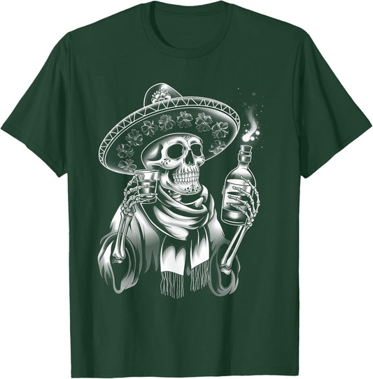Mexico Vintage Skeleton Tequila Dia De Los Muertos Mexican T-Shirt - T-Shirt | Forest