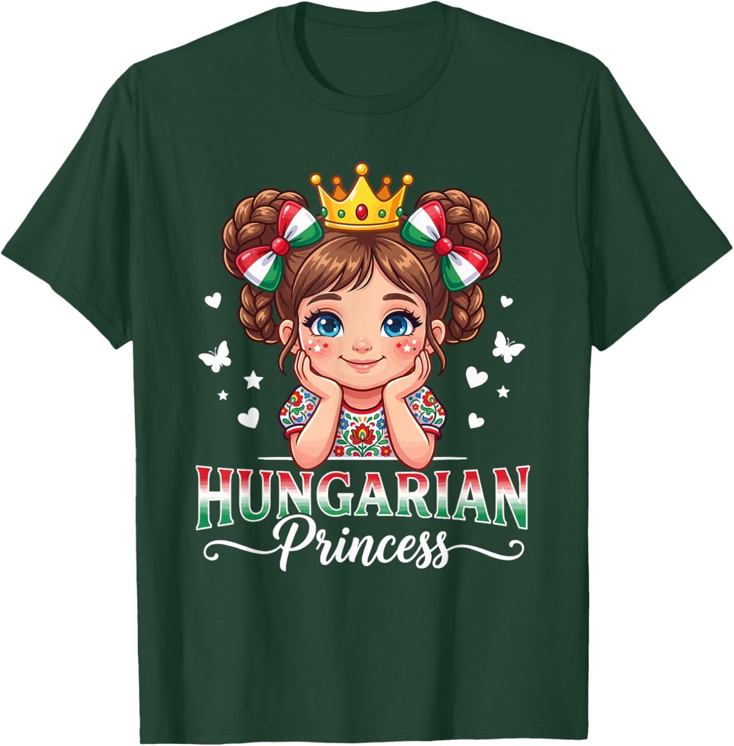 Cute Hungarian Princess Girl Hungary Heritage Design T-Shirt - T-Shirt | Forest