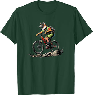 Fox on a Mountain Bike Adventure Ride Animal T-Shirt - T-Shirt | Forest