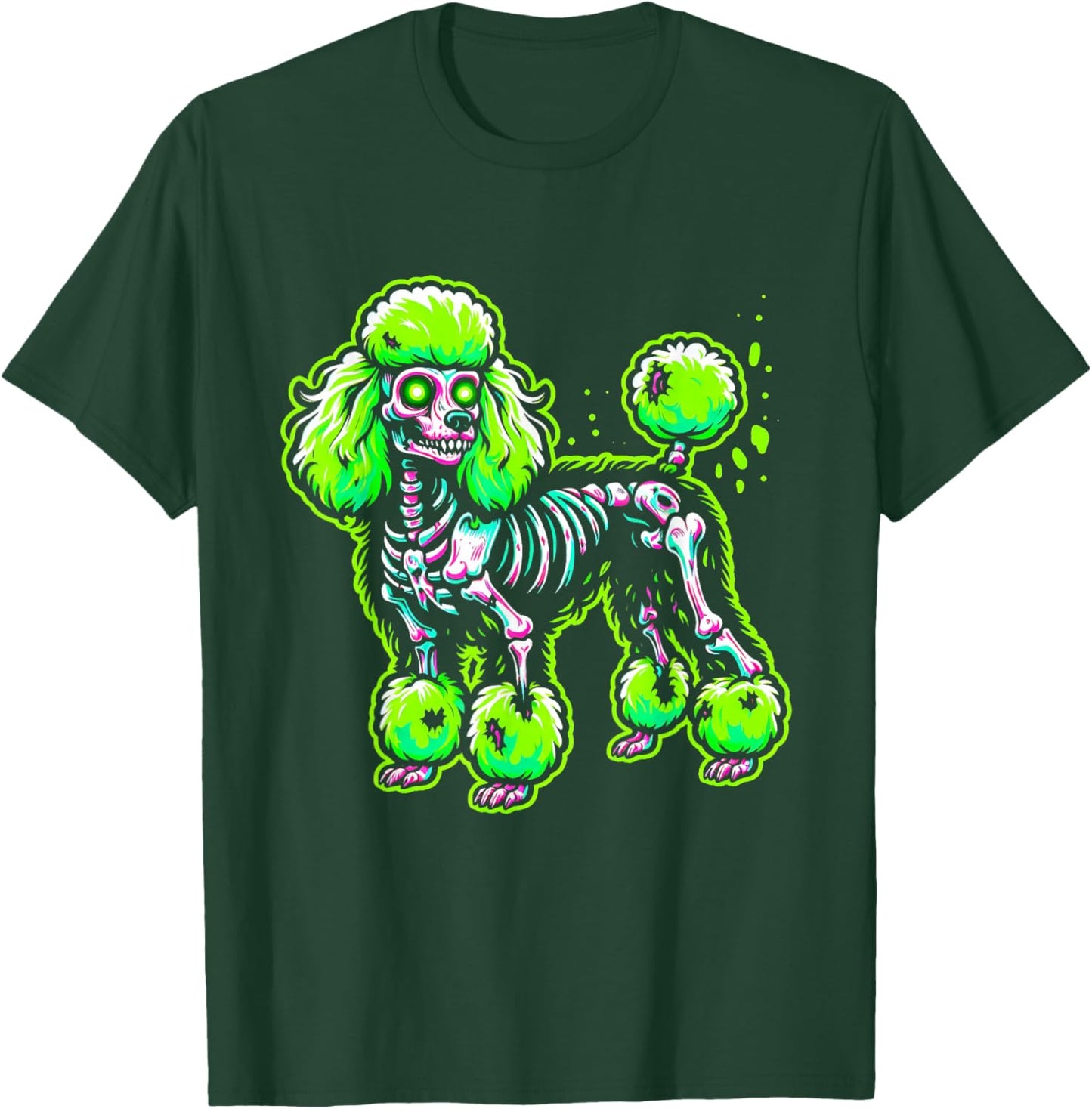 Zombie Poodle Dog Ghost Dark Halloween Horror Skeleton Gifts T-Shirt - T-Shirt | Forest