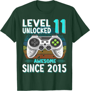 Gift 11 Birthday 11 Years Gamer Level 11 Unlocked 2015 T-Shirt - T-Shirt | Forest