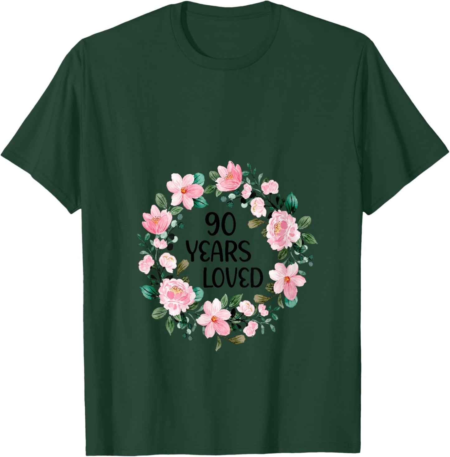 90 Years Loved Women Men 90 Years Old Cool 90th Birthday V-Neck T-Shirt - T-Shirt | Forest