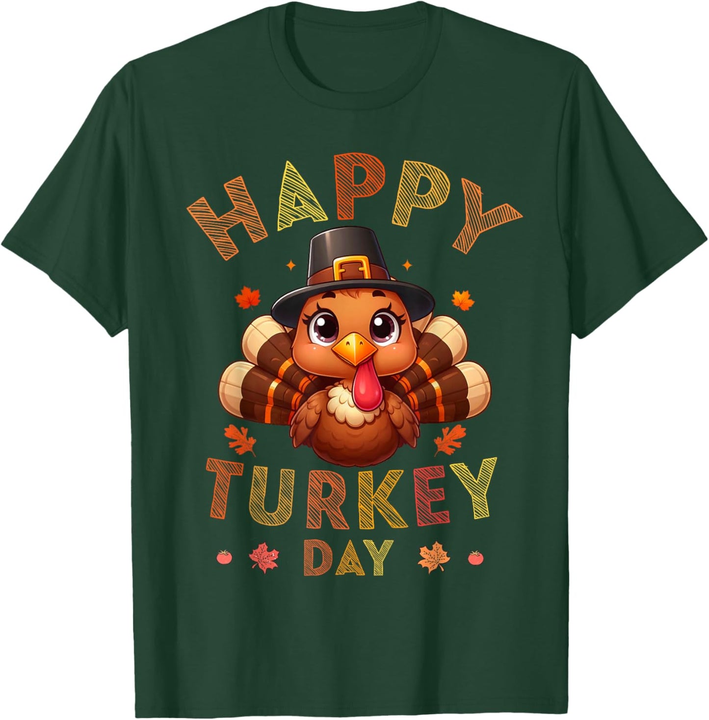 Happy Turkey Day Autumn Fall Thanksgiving Family Kids T-Shirt - T-Shirt | Forest